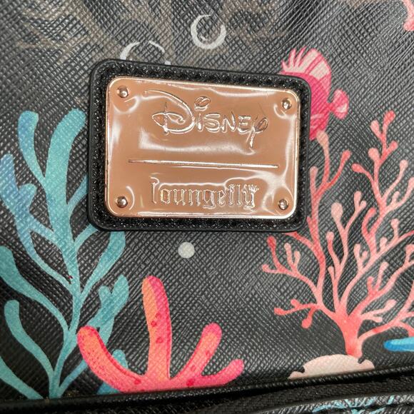 Disney Loungefly The Little Mermaid Flounder Sebastian Small back bag black - Picture 15 of 16